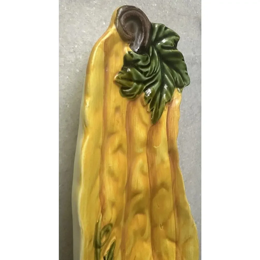 Vintage Spoon Holder yellow green squash kitchen cooking range spoon